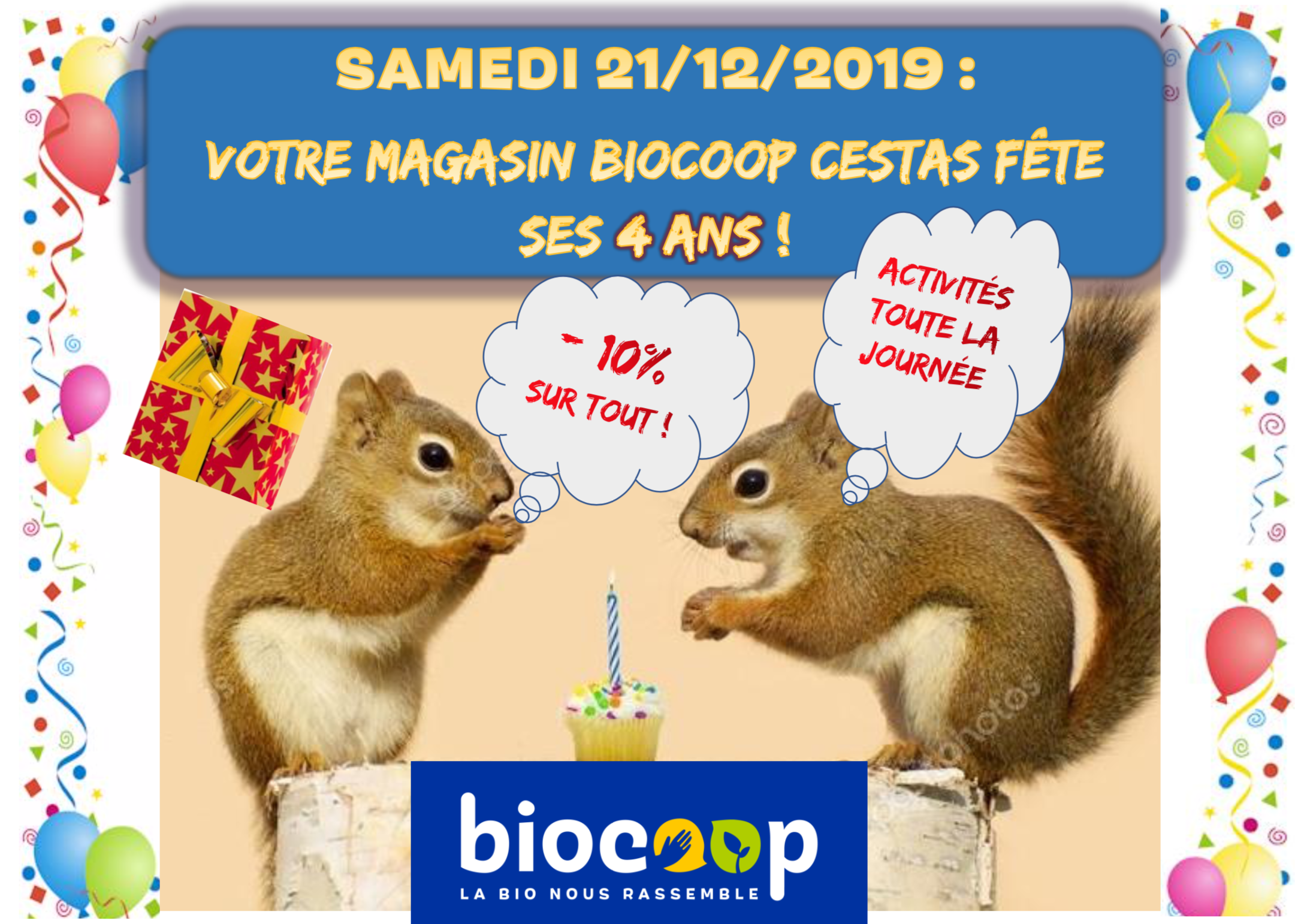 Votre magasin Biocoop Cestas fête ses 4 ans samedi 21 décembre ! 
