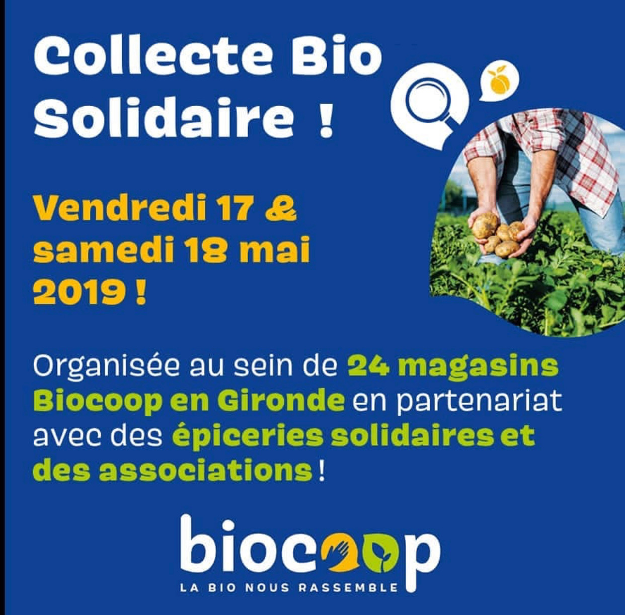 Collecte bio solidaire vendredi 17 et samedi 18 mai